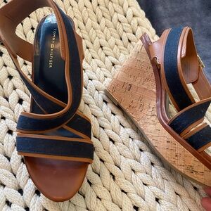 Tommy Hilfiger Navy and Brown Wedge Shoes